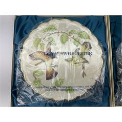 Royal Worcester limited edition painted dessert plates 'The Birds of Dorothy Doughty', each with presentation boxes