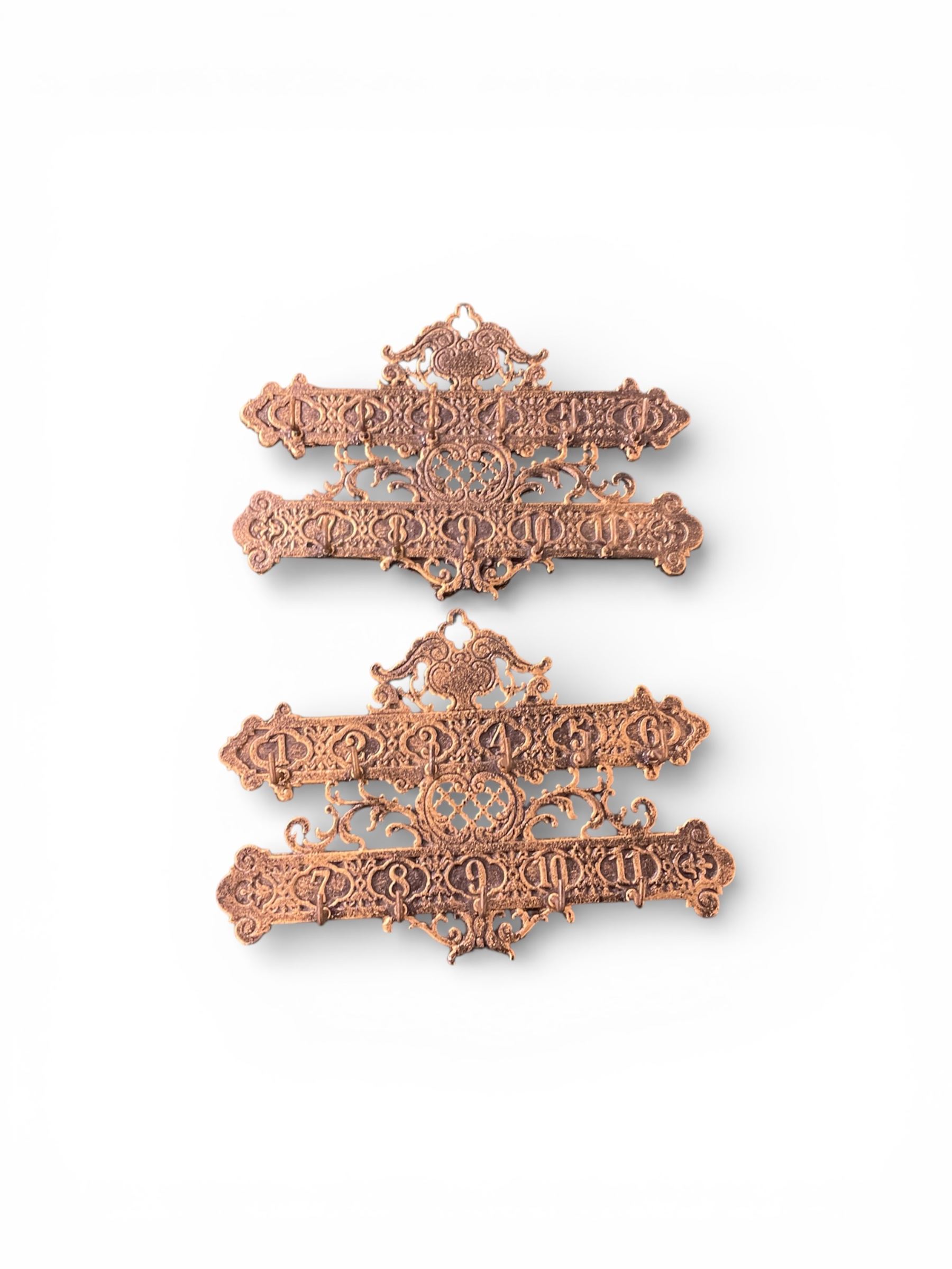 Two sets of wall hanging key holders, H20cm