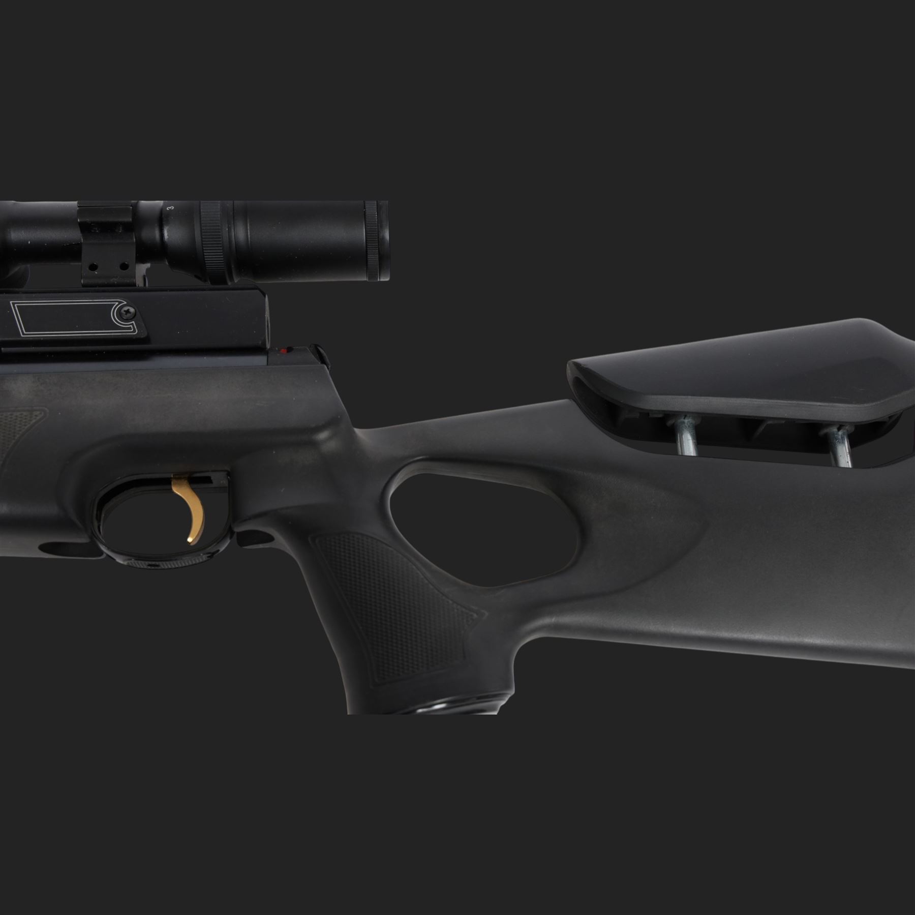 Hatsan AT44-10 air rifle, .22 cal, Max pressure 200 bar, serial number 041420511, fitted with 3-12x50 scope, L118cm