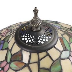 Tiffany Style table lamp, with floral lampshade, together with two Tiffany style ceiling light shades 