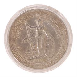 United Kingdom 1910 silver trade dollar coin, encapsulated