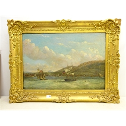  English School (19th century): Cap Haitien Haiti with British and Haitien Sailing Vessels in the foreground, oil on canvas unsigned 49cm x 72cm  