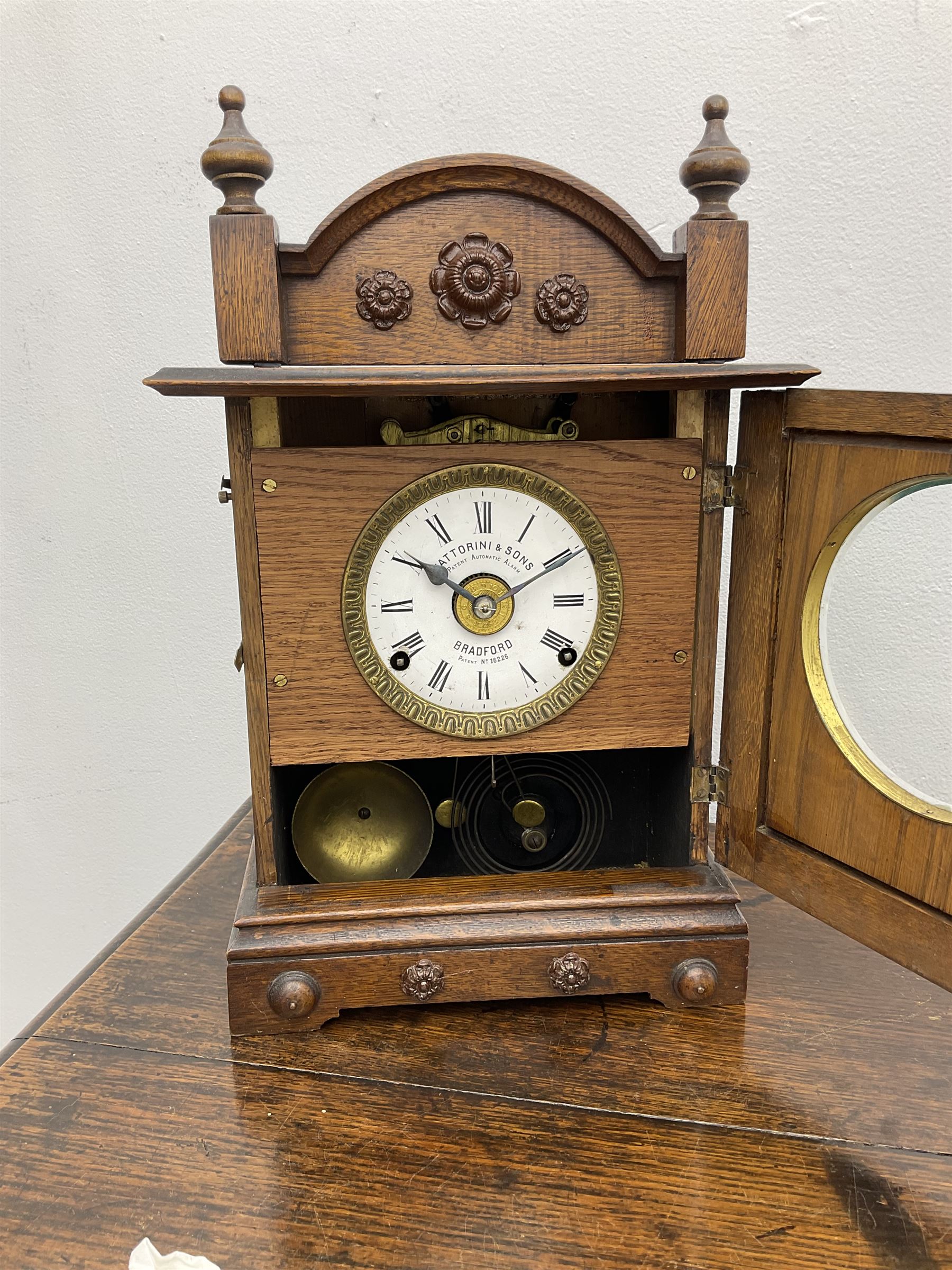 Fattorini & Sons early 20th century oak mantle clock The Furnishings
