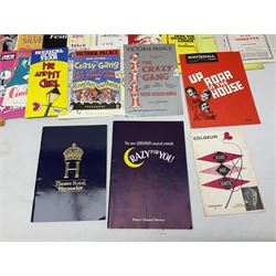 Over thirty theatre programmes 1940s and later including various London theatres - Apollo, Adelphi, Savoy, Drury Lane, Palace, Prince Edward, Vaudeville, Palladium etc, Folies Bergere and others