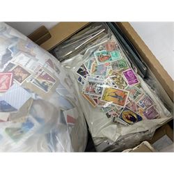 Mixed stamps, mostly loose on pieces, various stamps on covers, framed display of 2012 Paralympic stamps etc, in three boxes