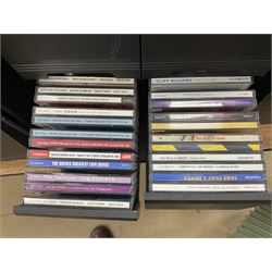 Large quantity of CDs to include Elton John, ABBA etc in eleven CD black storage boxes