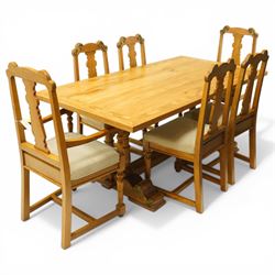 Baker Furniture - 'Baluster' range mangowood dining suite, comprising a refectory dining t...