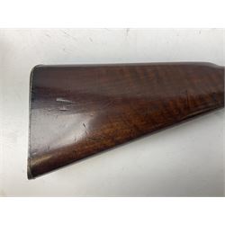 Braendlin Armoury Martini action .577/450 falling back rifle, the 85cm rifled barrel stamped Alex. Henry Edinburgh & London with two barrel bands including Yatagan bayonet side fitting and clearing rod under, with leather sling, serial no.13332, L126cm (NB. Firing pin broken). 