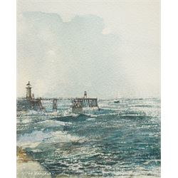 Tom Harland (Yorkshire 1945-2012): 'Harbour Entrance - Whitby', watercolour signed, titled...