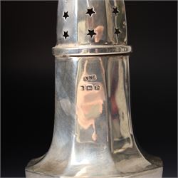 Silver panel sided sugar caster H19cm Birmingham 1939 Maker Aaron Lufkin Dennison 