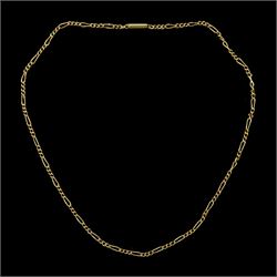 Edwardian 15ct gold fancy link chain necklace, applied plaque stamped 15