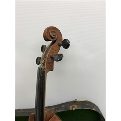 An early 20th century violin, The Maidstone, Murdoch & Co, London, with one piece maple back and spruce top, 60cm long, with bow, and ebonised coffin shaped case. 