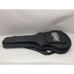 Eastwood of Canada Delta 4 electric four-string tenor resonator guitar with tobacco sunburst finish, serial no.1703437 L100cm; in original soft carrying case