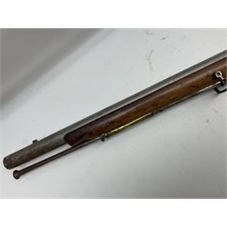 Brown Bess style 10-bore flintlock musket, the action marked with Crowned GR, 'Jordan' and dated 1758, the 104cm(41
