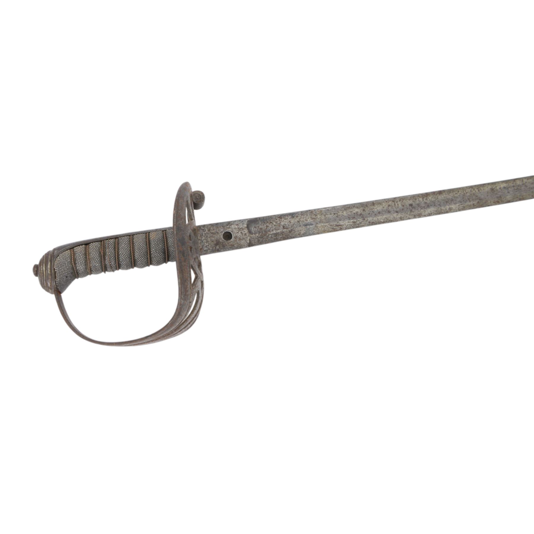 Victorian Rifle Regiment officer's sword,  1827 pattern, with 78cm steel blade, wirebound fishskin grip, overall L92cm
