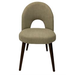 Bentley Designs - Premier collection 'Oslo' contemporary walnut extending dining table and six chairs upholstered in steel grey fabric. 