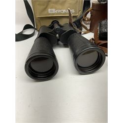  Russian Kronos binoculars 20x60, together with Farina 8x30 binoculars and two cameras, etc