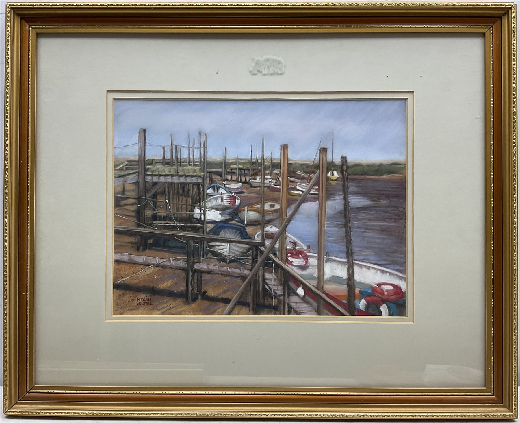 Megan Whittell (British 20th Century): 'Low Tide Morston Quay Norfolk', pastel signed, titled verso 23cm x 32cm; C S Knight 'View of Whitby', watercolour signed, titled and dated '97 verso 28cm x 39cm; together with a collection of coastal prints including Brian Littlewood and Mark Spain variously signed, titled and numbered max 28cm x 35cm (5)
