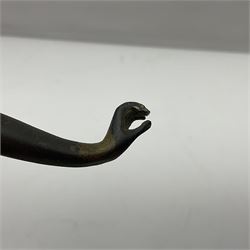 Bronze figure modelled as a nude woman with one arm raised a crescent moon upon her forehead, raised upon a circular stepped plinth, H36cm