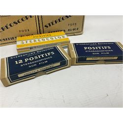 Two Stereofilms Bruguiere stereoscopes with seven boxes of related stereo positive slides to include one colour example entitled ‘Si Versailles m’etait conte’ Serie No.1, all in original boxes