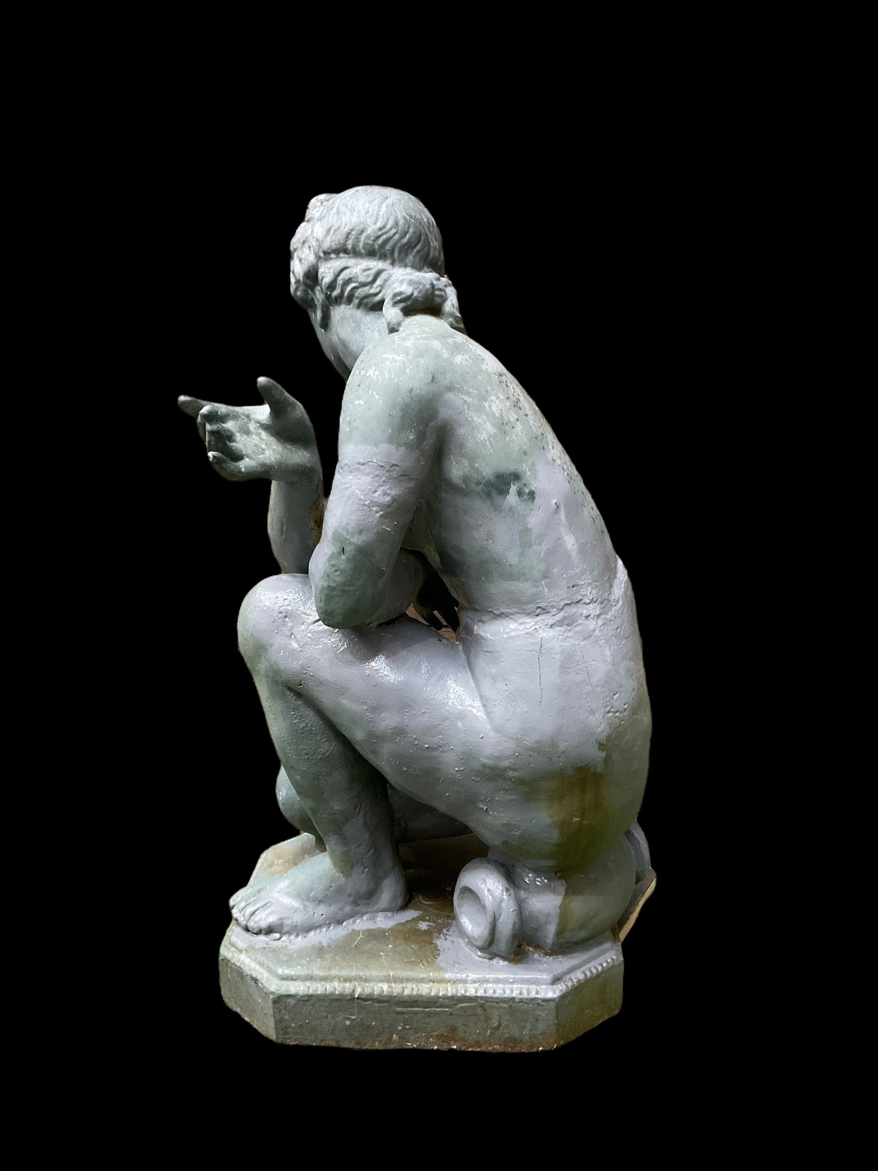 Victorian design cast iron naked maiden garden figure, painted in pale blue - THIS LOT IS TO BE COLLECTED BY APPOINTMENT FROM DUGGLEBY STORAGE, GREAT HILL, EASTFIELD, SCARBOROUGH, YO11 3TX