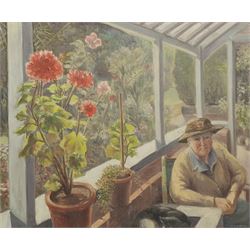 Mary Dudding (British 1914-1994): 'Quiet Afternoon' 'Portrait of my Mother' and 'Mowing the Grass Winteringham', two oils on canvas and one on board signed, each titled on exhibition label verso, max 49cm x 59cm (3)
