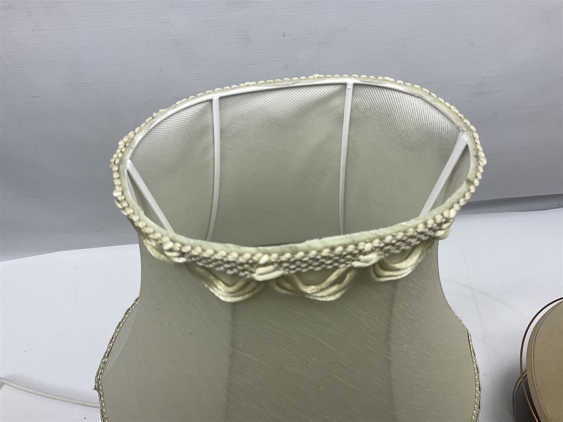 Copeland Spode table lamp with floral decoration, together with another table lamp, largest with shade H57cm