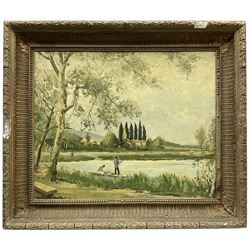 Alan J Brewer (20th Century): 'Lake Banyoles Girona', on board signed, titled verso 46cm x 57cm 
Provenance: purchased David Duggleby Ltd 29th July 2002 Lot 409