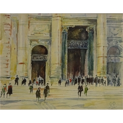  Rome City Scenes, two 20th century watercolours signed with initials S C P, 26cm x 33cm and 23cm x 31cm (2)  