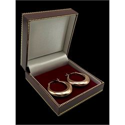 Pair of silver-gilt hoop earrings, boxed 