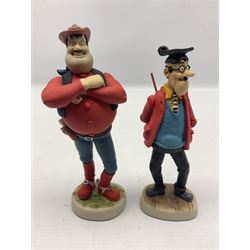 Thirteen Robert Harrop figures from the Beano Dandy collection, comprising Yo-Yo Collectors Piece 1996, Desperate Dan BD03, Cuthbert Cringeworthy BD08, Teach BD06, 'Erbert BD14, Toots BD12, Winston BD17, Fatty BD07, Dennis The Menace BD01, Dennis the Menace Fishing BD806, Sydney BD13, Wilfrid BD15 and Plug BD11