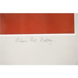 Gillian Ross Kelsey (British 1935-2025): 'Red Glow', acrylic glaze on paper signed and titled in pencil 23cm x 72cm