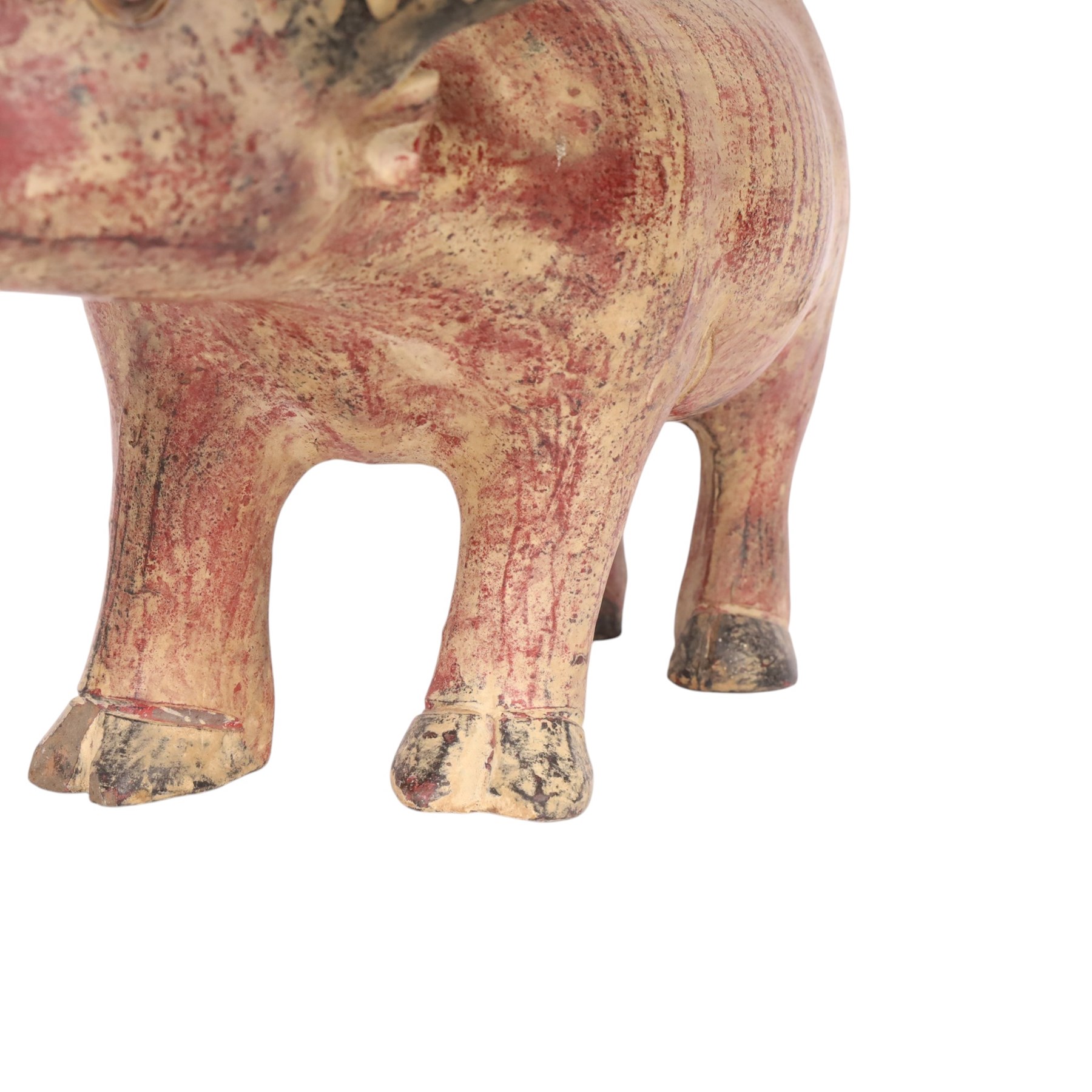Terracotta figure of a water buffalo, H27cm
