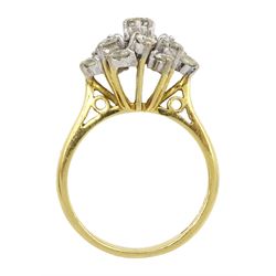 18ct gold round brilliant diamond cluster ring, London 1975, total diamond weight approx 0.40 carat