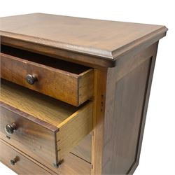 Small Victorian mahogany chest, moulded rectangular top over five graduating drawers 