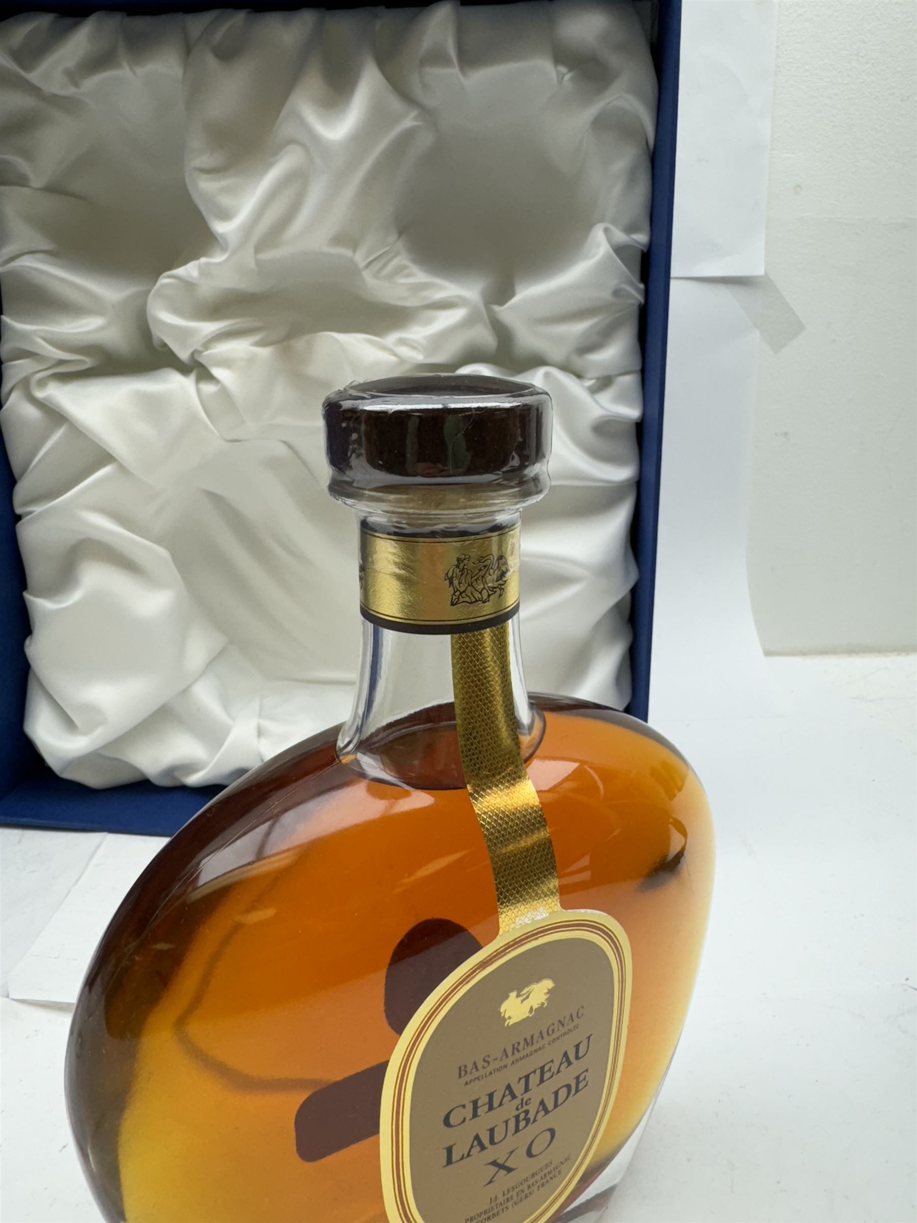 Chateau de Laubade XO Bas Armagnac, 700ml, 40% vol, in original presentation box with two brandy glasses