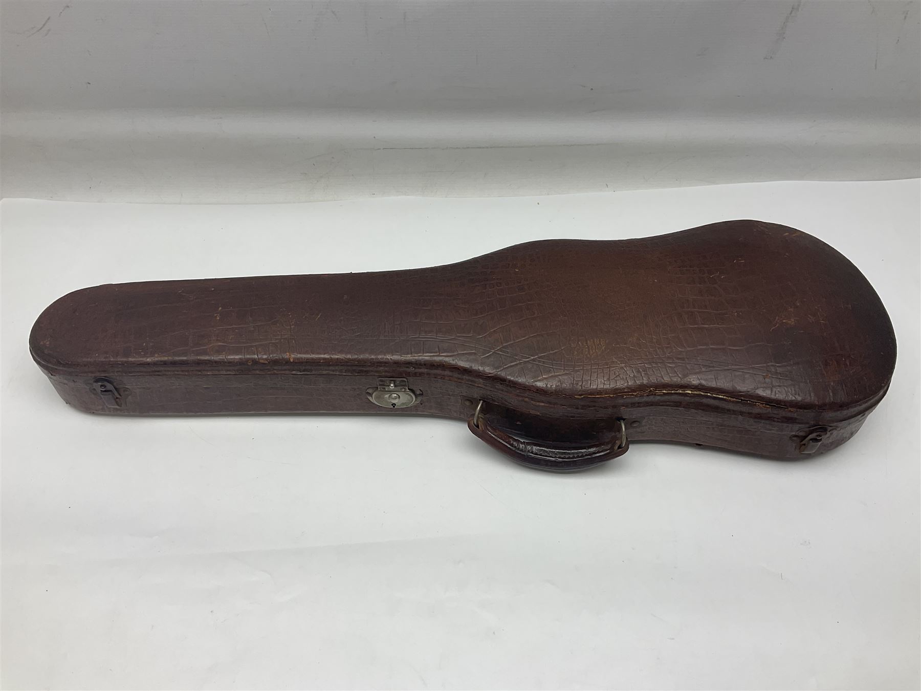 German violin c1900 stamped Stainer with 36cm two-piece maple back and ribs and spruce top L59.5cm overall; in simulated reptile skin carrying case