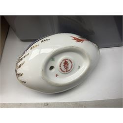 Royal Crown Derby duck, together with Emma Bridgewater mug, Coalport wall plaque and other ceramics and glassware etc, in three boxes 