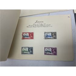 King George V 1910-1935 Silver Jubilee stamps, including Antigua, Basutoland, Cayman Islands, Fiji, Nyasaland, Jamaica, St Helena, Seychelles, Swaziland, St Lucia, British Guiana etc, housed on pages and stockcards 