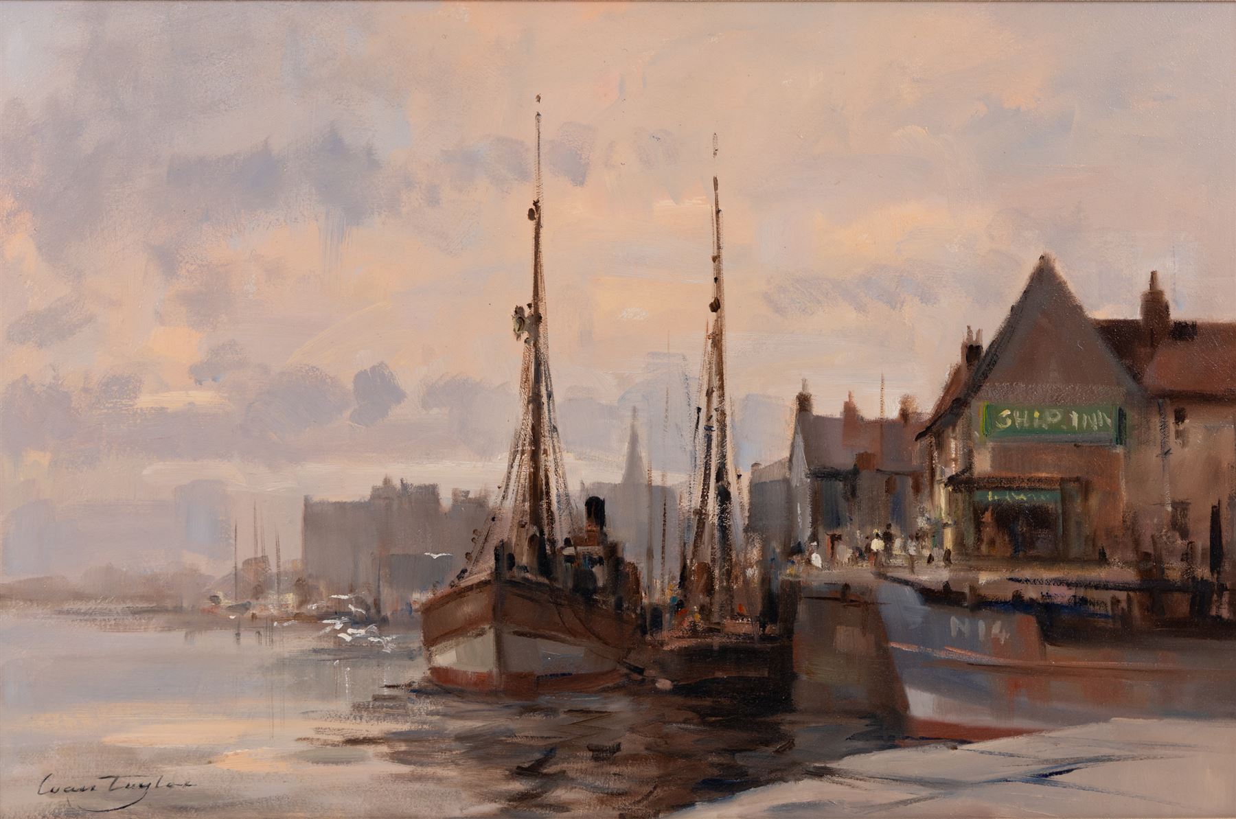 Ivan Taylor (British 1946-): 'Fishing Boats - Whitby', oil on board signed, titled verso 39cm x 59cm 