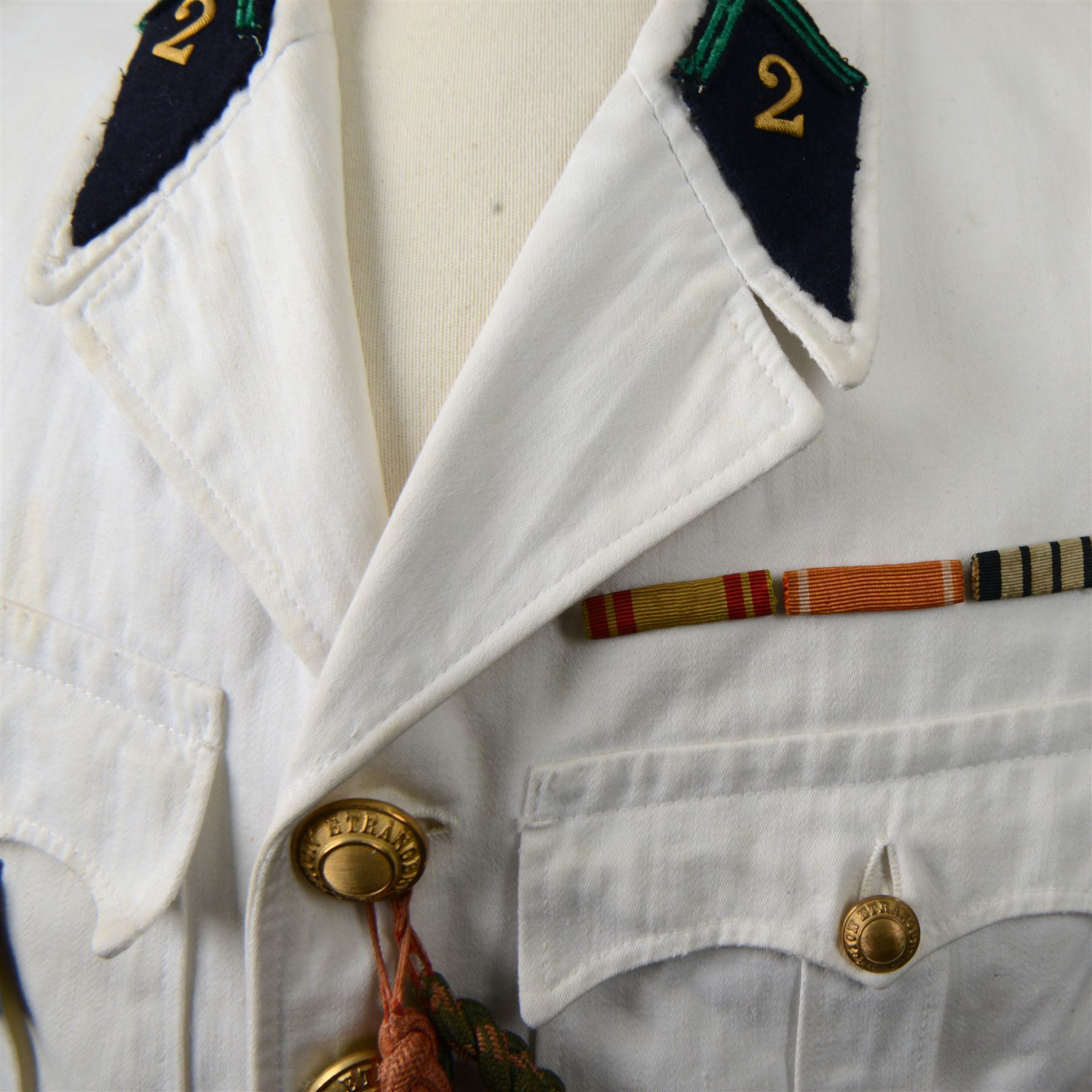 French Foreign Legion Officer, summer whites tunic 2nd d'Infanterie Regiment Etranger 
