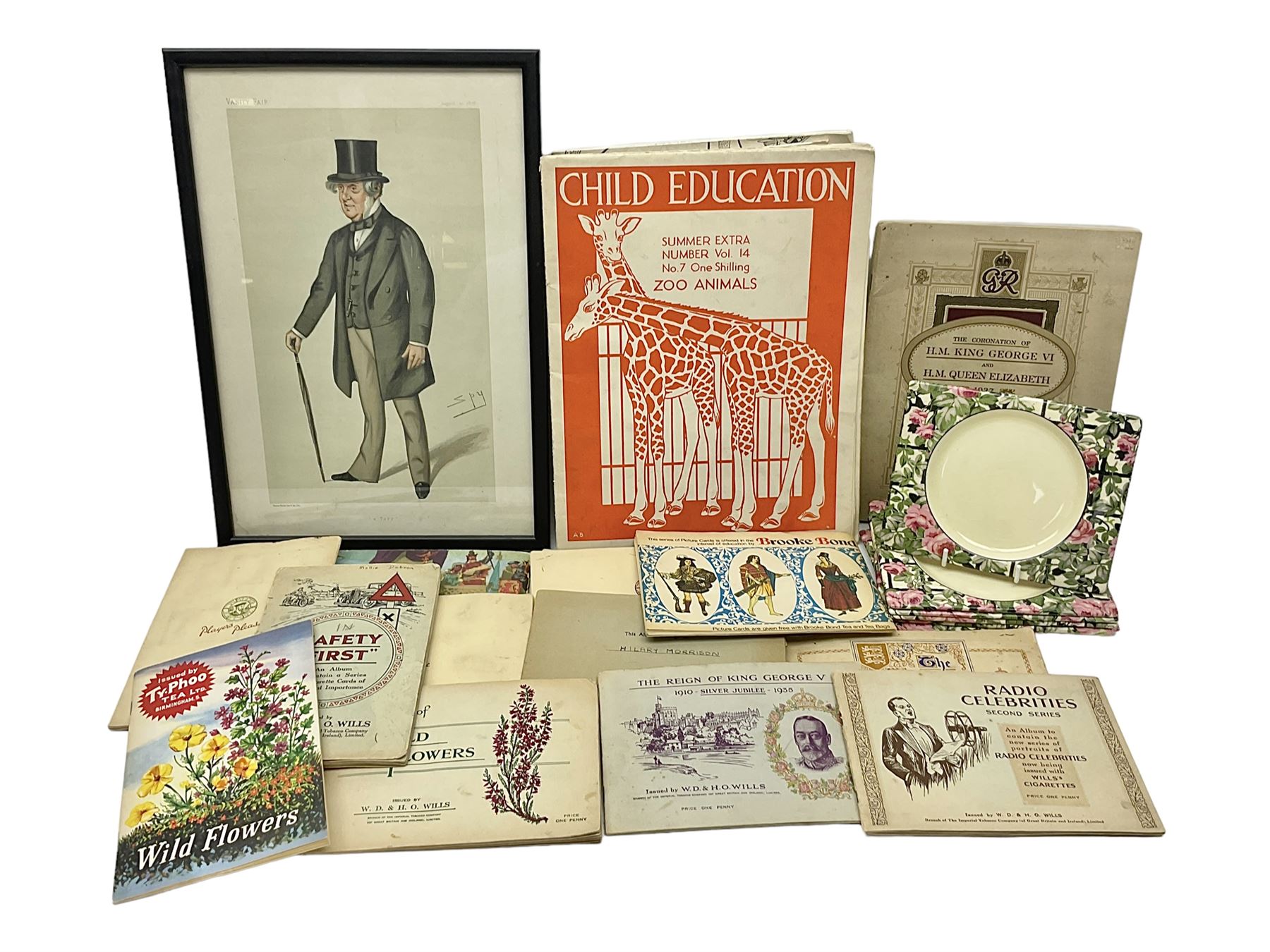 Vanity Fair Spy print, a Tory, together with six Royal Staffordshire the Biarritz side plates, and a collection of posters and ephemera 