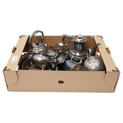 Silver plated items including coffee pot, tea pots. hotel plate etc