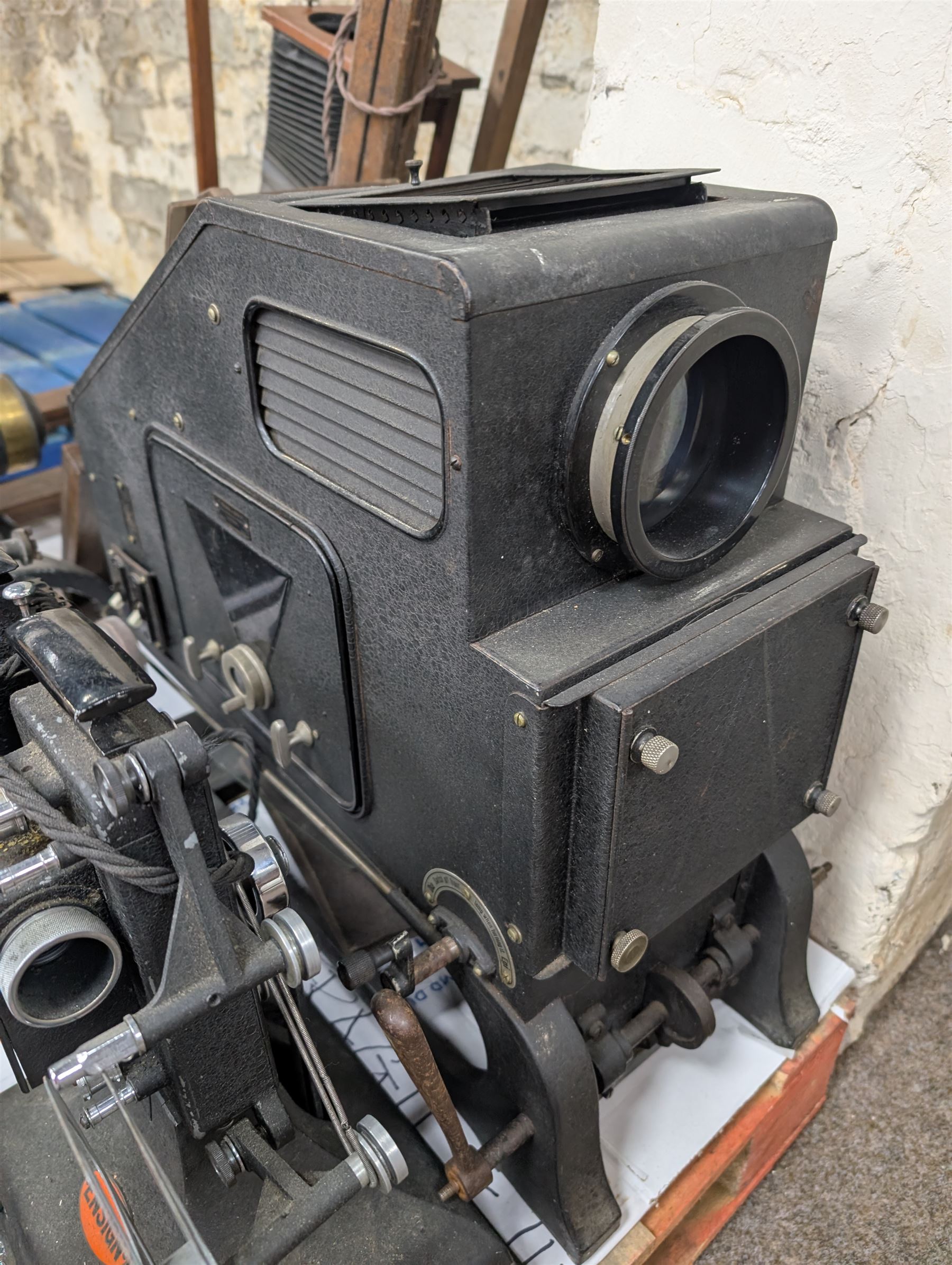 Thornton-Pickard Artist Enlarger, Thornton Pickard Imperial Enlarger, The Newton Epidiascope, Ensign Super Sixteen projector, wooden frame, etc