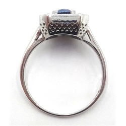  18ct white gold Art Deco style sapphire and diamond ring   