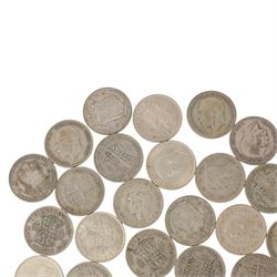 Approximately twenty-eight Great British pre-1947 silver half crown coins