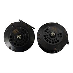 Two Bruce & Walker Expert Series fly fishing reels, collection of fly fishing lures, of various size and design, in nine fly cases and other accessories contained within Airflo, Vision, Explorer fishing bags