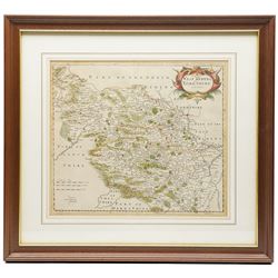 Robert Morden (British 1650-1703): 'The East Riding' 'West Riding ' 'North Riding of Yorkshire' and 'Episcopatus Dunelmensis Vulgo - the Bishoprick of Durham', set of four 17th/18th century engraved maps with hand-colouring 37cm x 42cm (4)