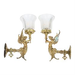 Pair of Victorian style wall sconces, each modelled as a caryatid supporting a single ligh...