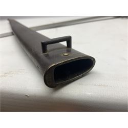 French model 1866 sabre bayonet, the 57.5cm curving blade marked St. Etienne 1868; in associated steel scabbard L71cm overall